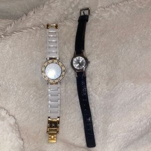 TOW WHITE AND BLACK LEATHER WATCHES